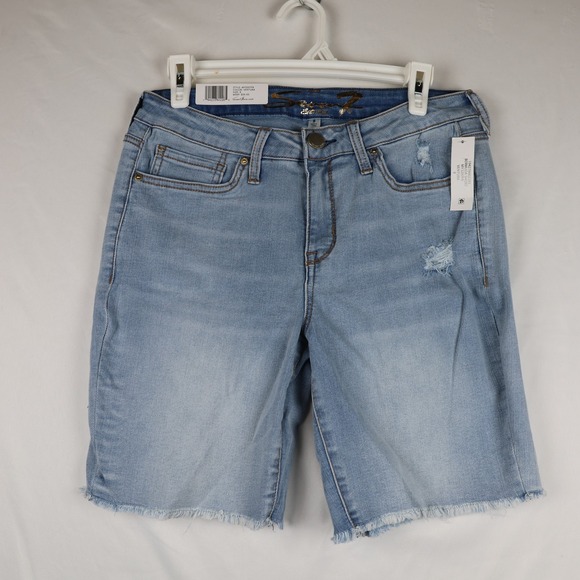 Seven7 Pants - Seven7 Bermuda Shorts Womens 8 Ventura Light Blue Denim Fray Hem Distressed New
